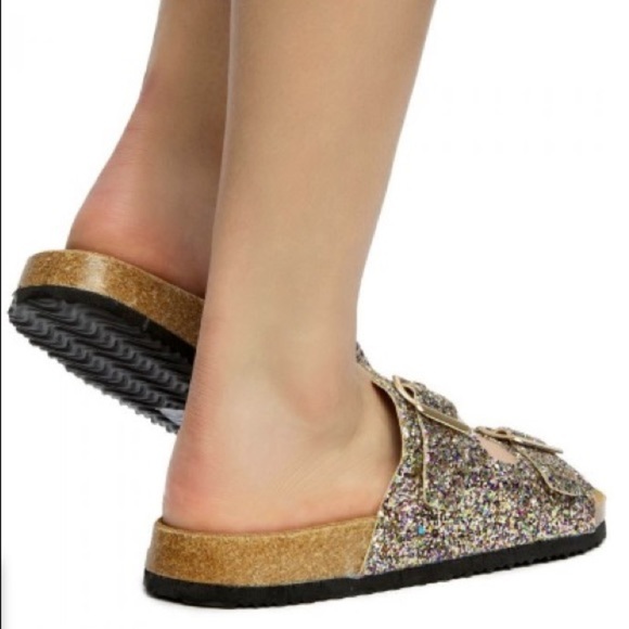 STROLL SEQUIN DOUBLE BUCKLE FLATS SLIDE SANDALS NWT! - Picture 7 of 9